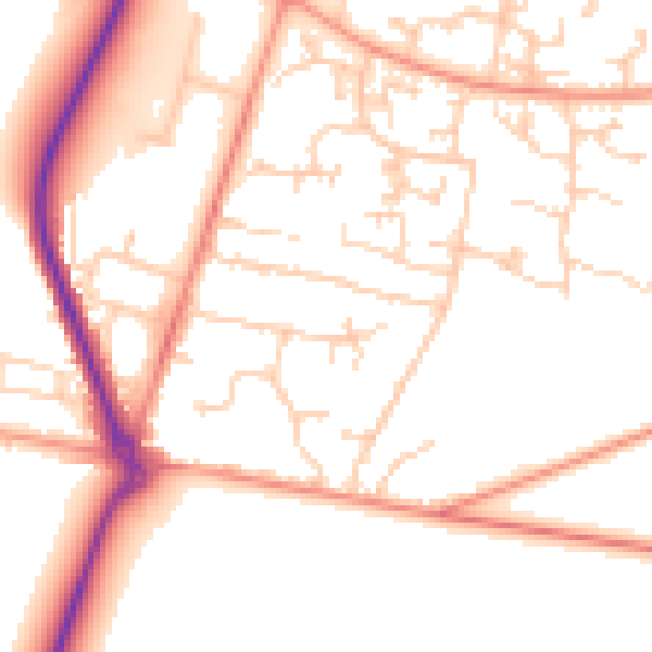 Daytime road noise heatmap for GU35 9BD