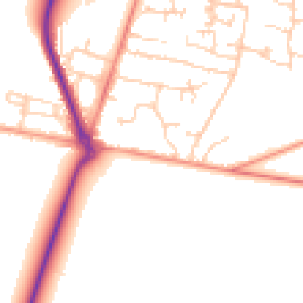 Daytime road noise heatmap for GU35 9DA