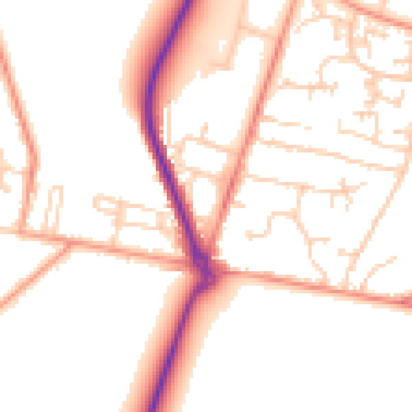 Daytime road noise heatmap for GU35 9DE