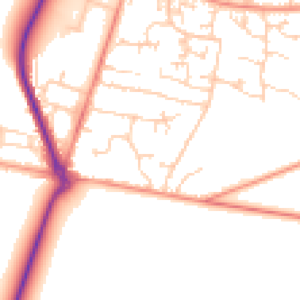 Daytime road noise heatmap for GU35 9DG