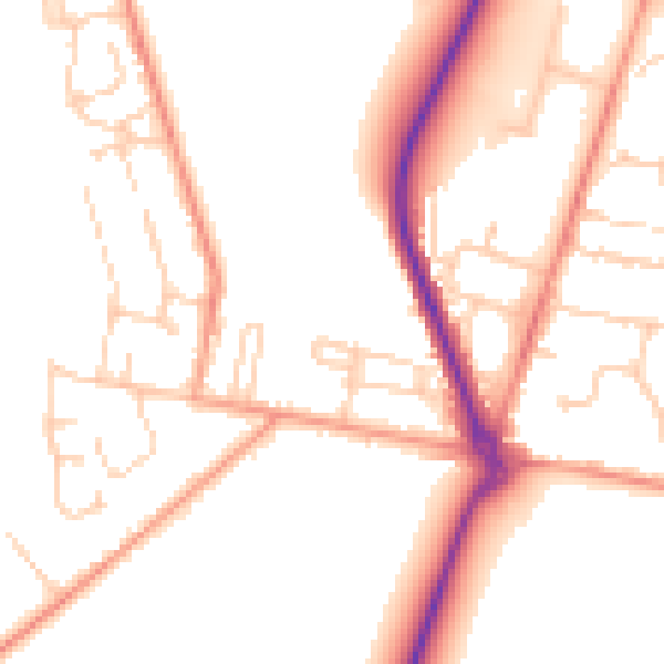Daytime road noise heatmap for GU35 9DU