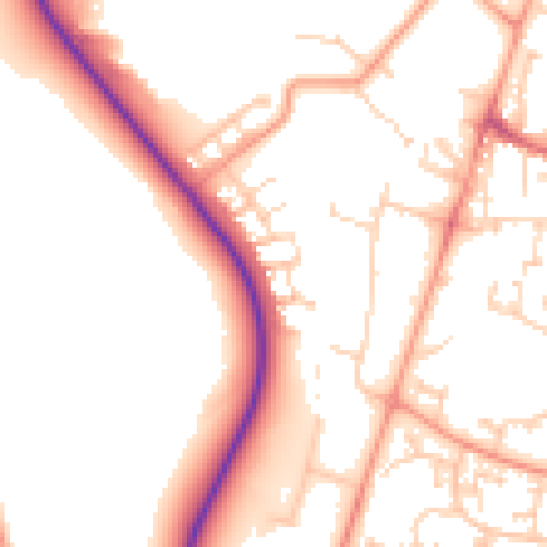 Daytime road noise heatmap for GU35 9FQ
