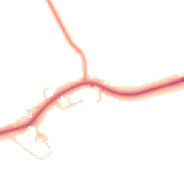 Daytime road noise heatmap for GU35 9LY