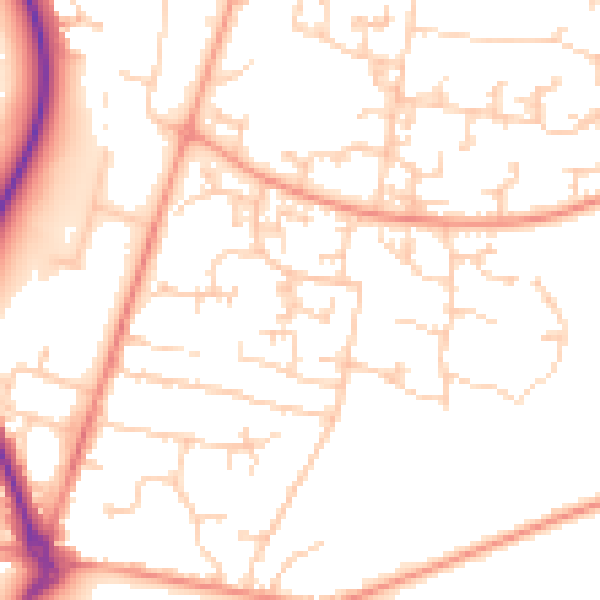 Daytime road noise heatmap for GU35 9PP