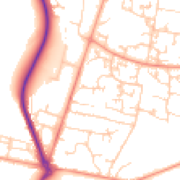 Daytime road noise heatmap for GU35 9PY