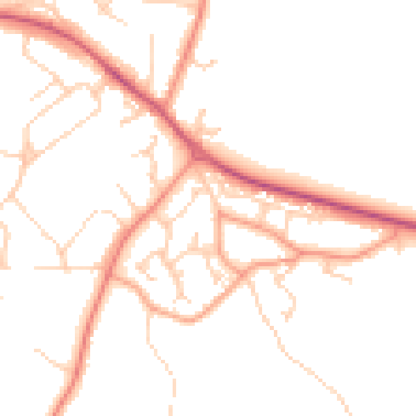 Daytime road noise heatmap for GU46 6AE