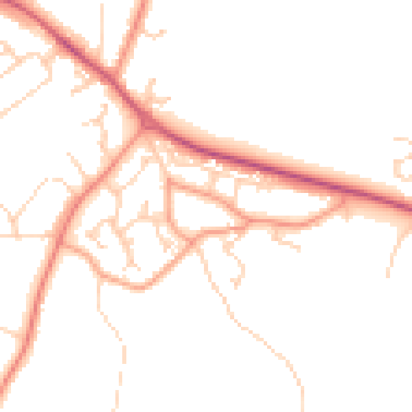 Daytime road noise heatmap for GU46 6AF