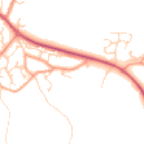 Daytime road noise heatmap for GU46 6AG