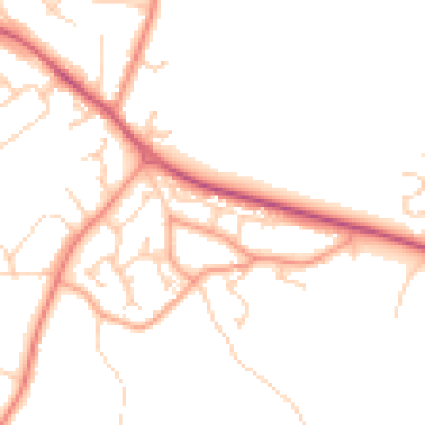 Daytime road noise heatmap for GU46 6AJ