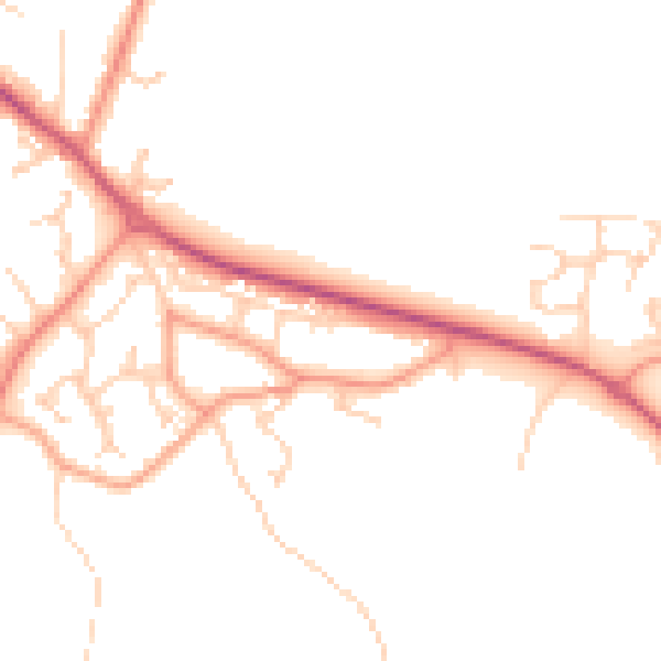 Daytime road noise heatmap for GU46 6AL