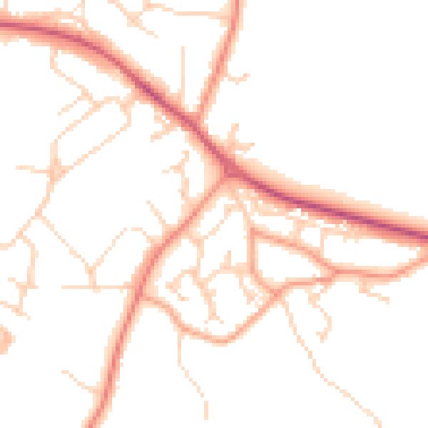 Daytime road noise heatmap for GU46 6AN