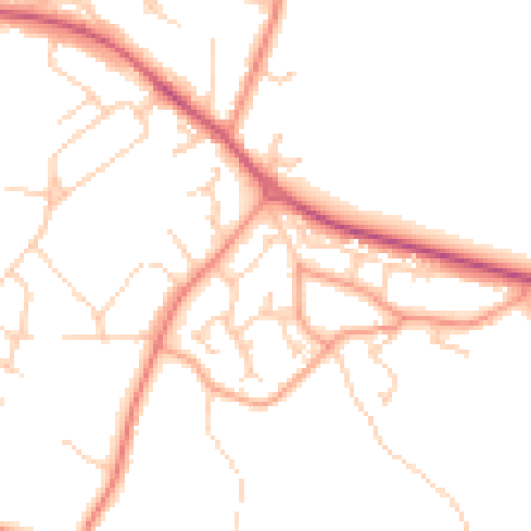 Daytime road noise heatmap for GU46 6AP