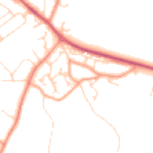 Daytime road noise heatmap for GU46 6AQ