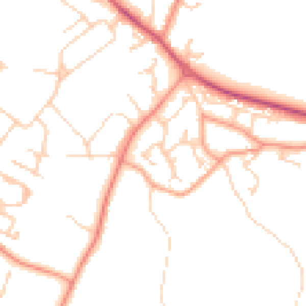 Daytime road noise heatmap for GU46 6AR