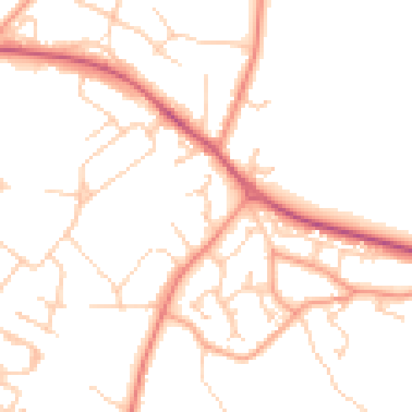 Daytime road noise heatmap for GU46 6AU