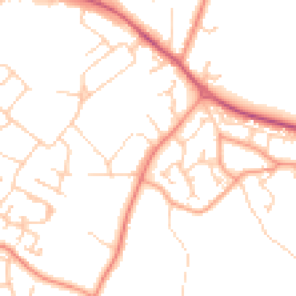 Daytime road noise heatmap for GU46 6AX