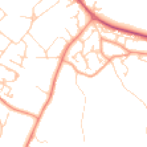 Daytime road noise heatmap for GU46 6AZ