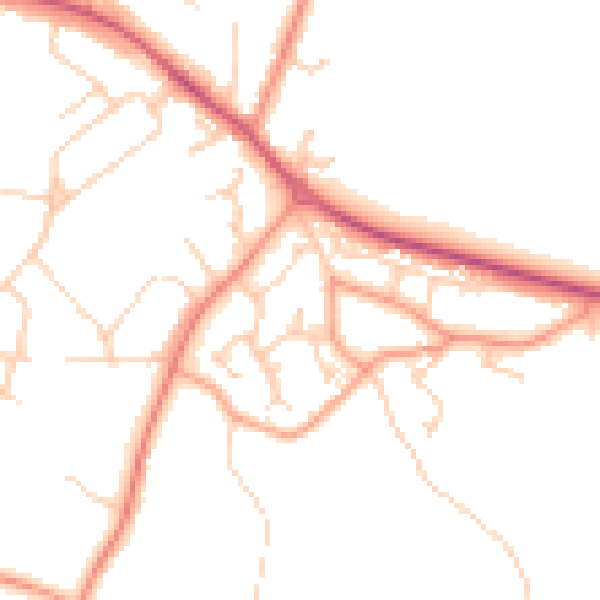 Daytime road noise heatmap for GU46 6BW