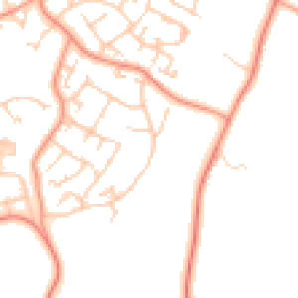 Daytime road noise heatmap for GU46 6BY