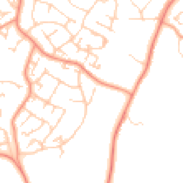 Daytime road noise heatmap for GU46 6DA
