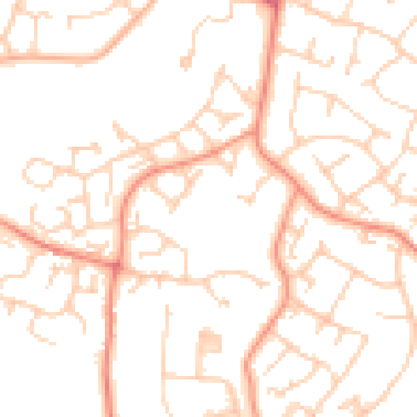 Daytime road noise heatmap for GU46 6EU