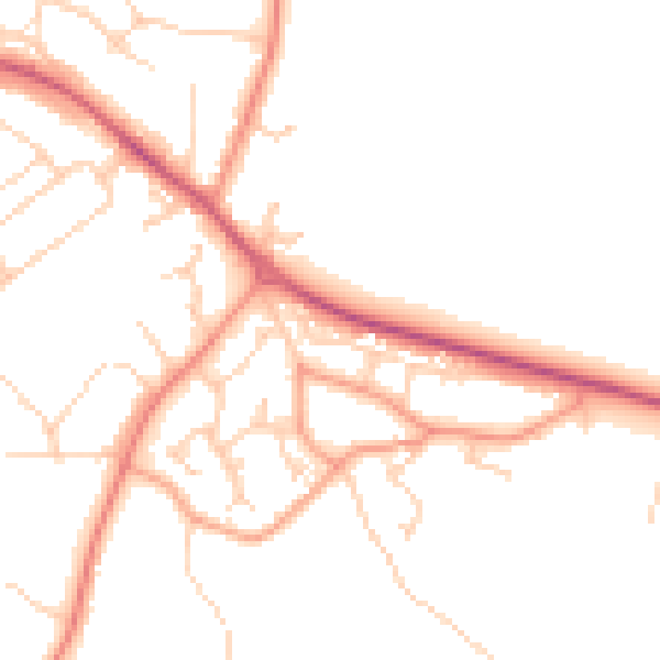 Daytime road noise heatmap for GU46 6GZ