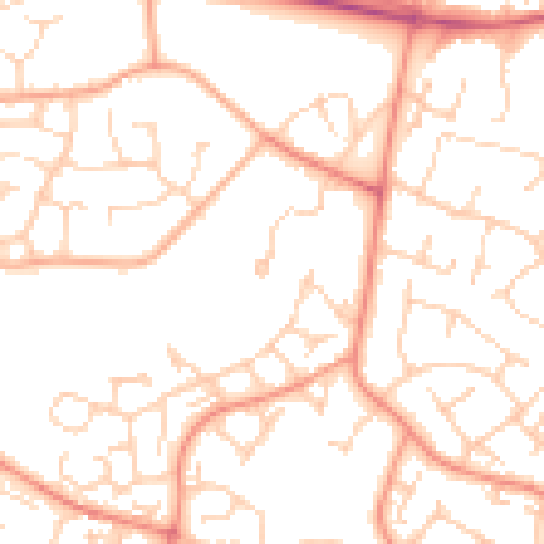 Daytime road noise heatmap for GU46 6JJ