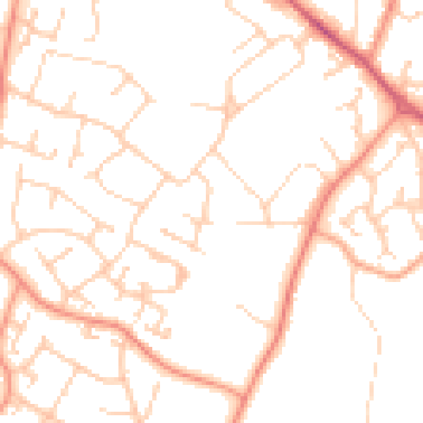 Daytime road noise heatmap for GU46 6LE
