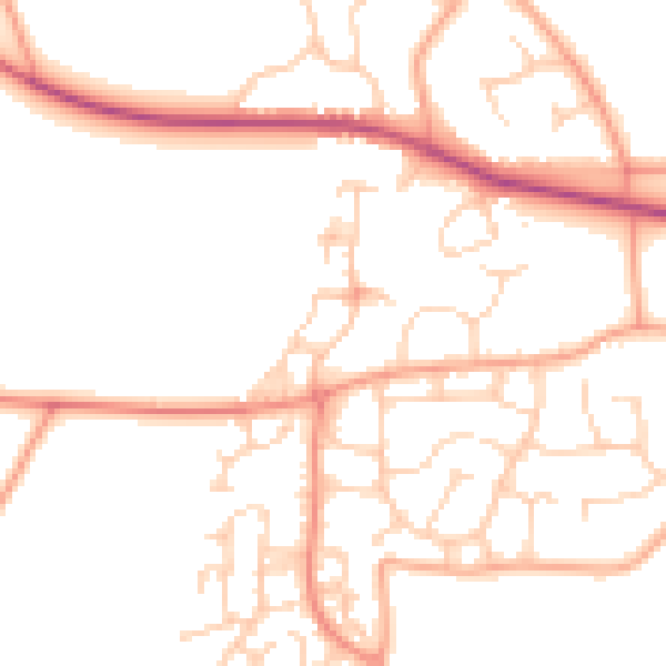 Daytime road noise heatmap for GU46 6LH