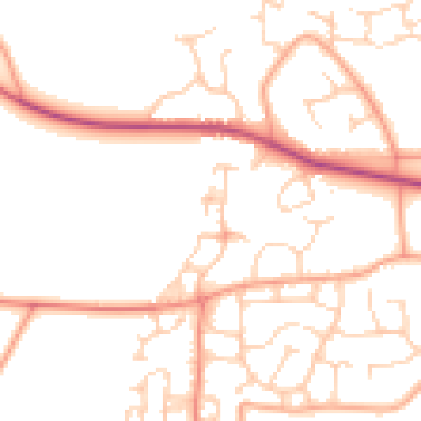 Daytime road noise heatmap for GU46 6LP