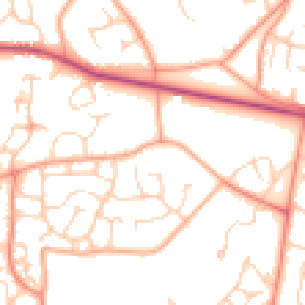 Daytime road noise heatmap for GU46 6QD