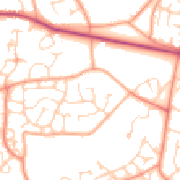 Daytime road noise heatmap for GU46 6QH