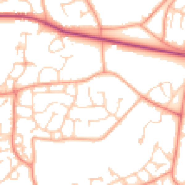 Daytime road noise heatmap for GU46 6QJ