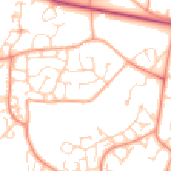 Daytime road noise heatmap for GU46 6QQ