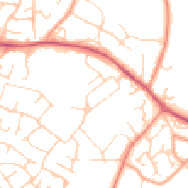 Daytime road noise heatmap for GU46 6XF