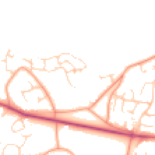 Daytime road noise heatmap for GU46 7BB