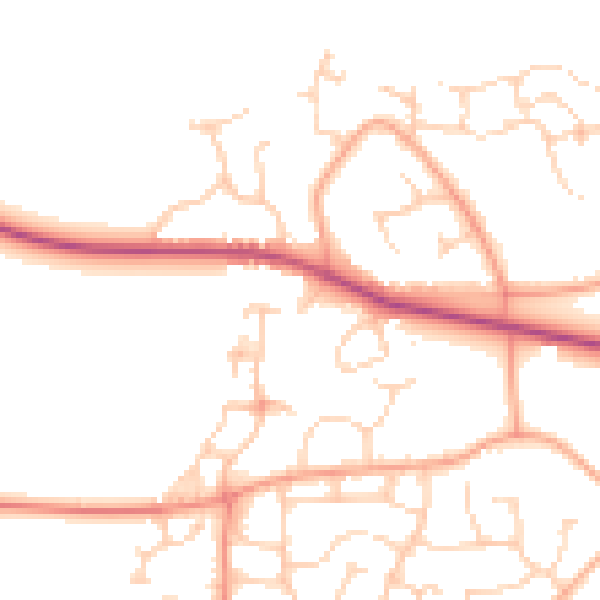 Daytime road noise heatmap for GU46 7RL