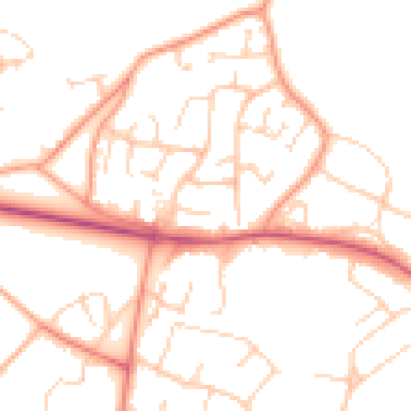 Daytime road noise heatmap for GU46 7RY