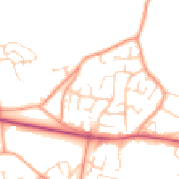 Daytime road noise heatmap for GU46 7SW