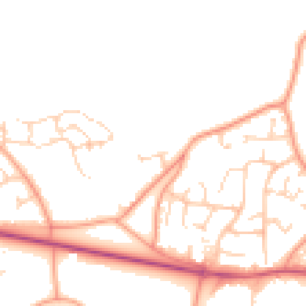 Daytime road noise heatmap for GU46 7SY