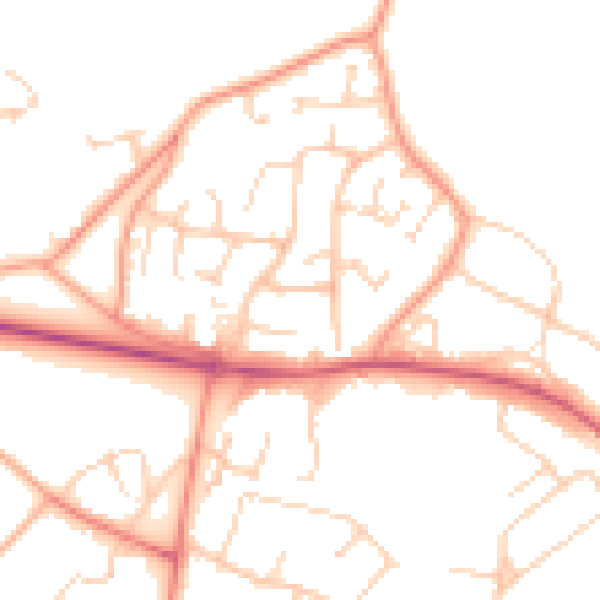 Daytime road noise heatmap for GU46 7TX