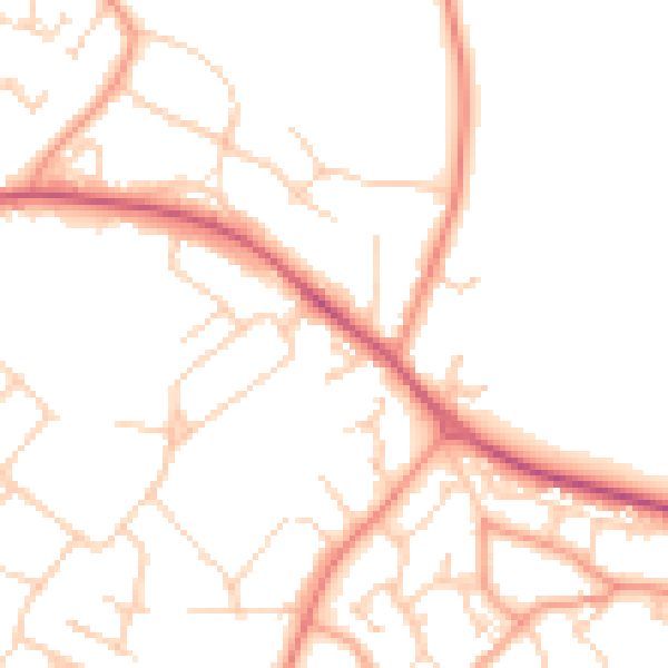 Daytime road noise heatmap for GU46 7UA
