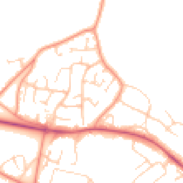 Daytime road noise heatmap for GU46 7UL