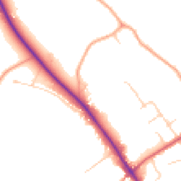 Daytime road noise heatmap for GU5 0AQ