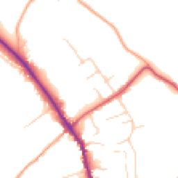 Daytime road noise heatmap for GU5 0AZ