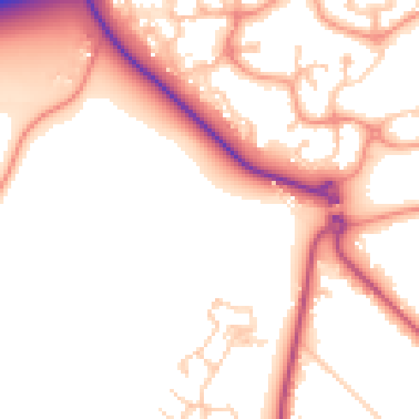Daytime road noise heatmap for GU51 1AB