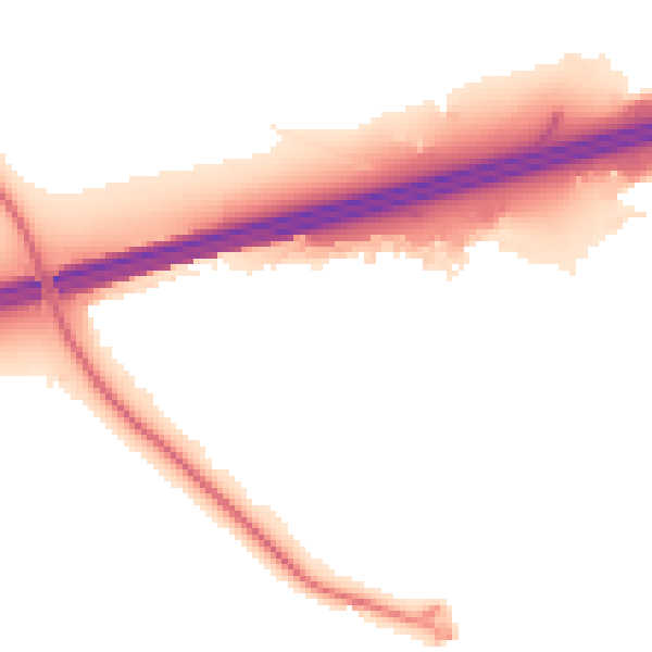 Night-time road noise heatmap for GU51 1AD