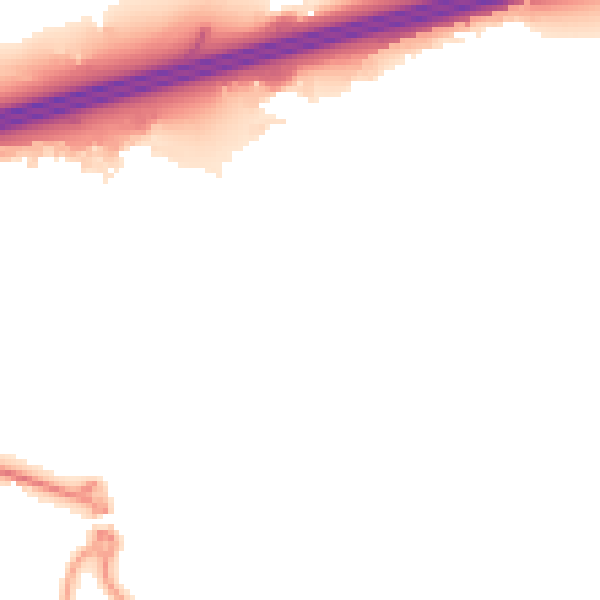 Night-time road noise heatmap for GU51 1AL