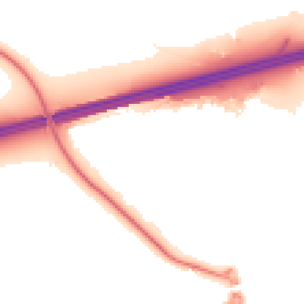 Night-time road noise heatmap for GU51 1AQ