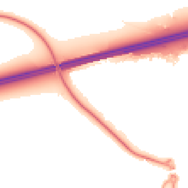 Night-time road noise heatmap for GU51 1AY